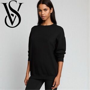 Victoria's Secret Brushed Modal Fleece Black Crew Neck Sweater, NEW, SZ- MED